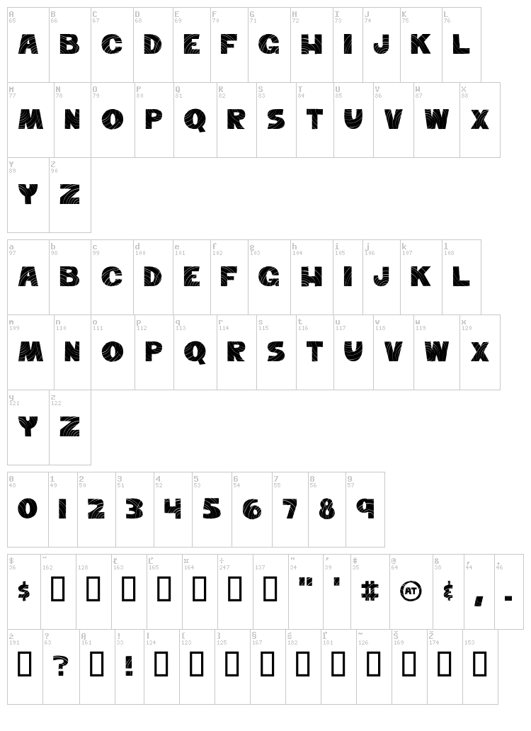 The Perfect Wave font map